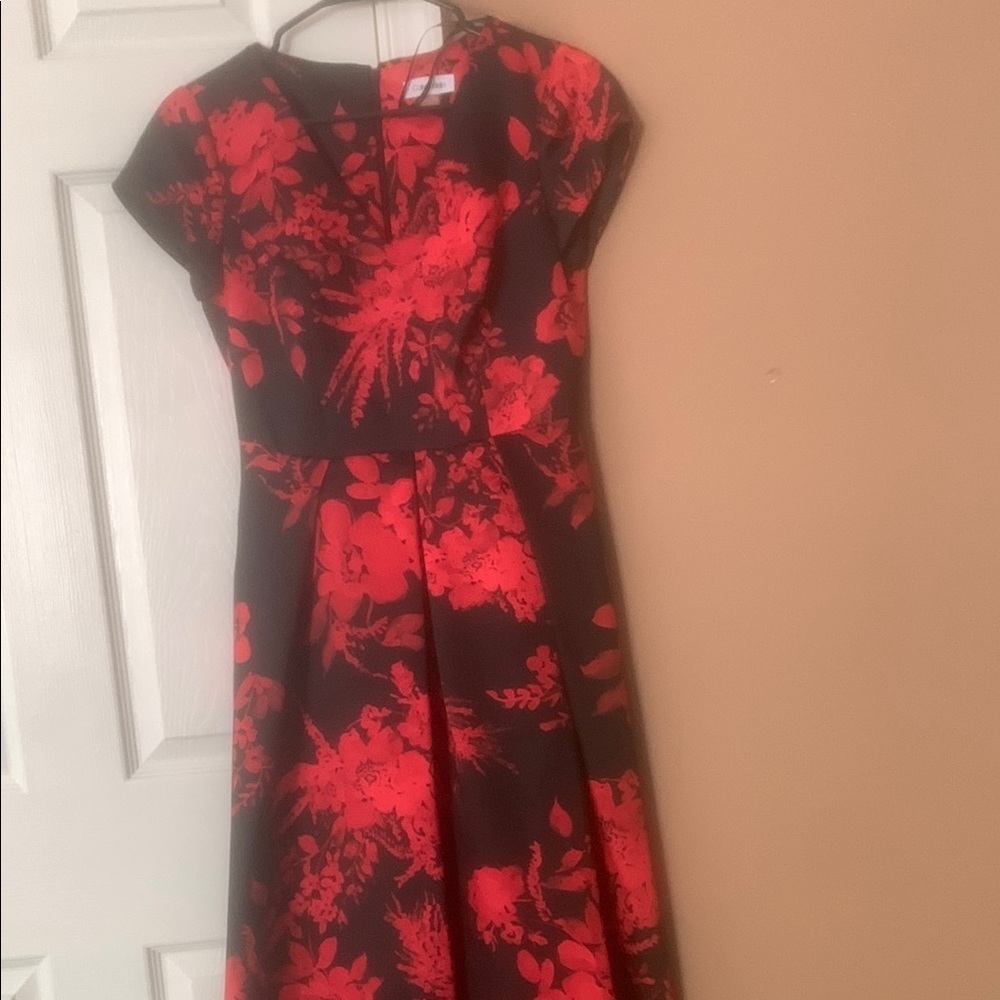 Calvin Klein Black and Red Floral Dress - Picture 5 of 8